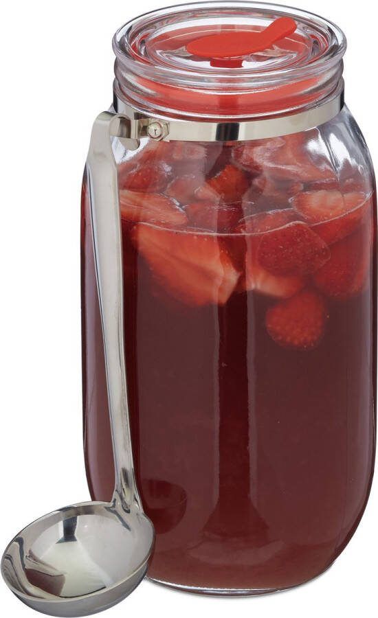 Relaxdays voorraadpot glas 2 liter bewaarpot met deksel snoeppot drinkglas
