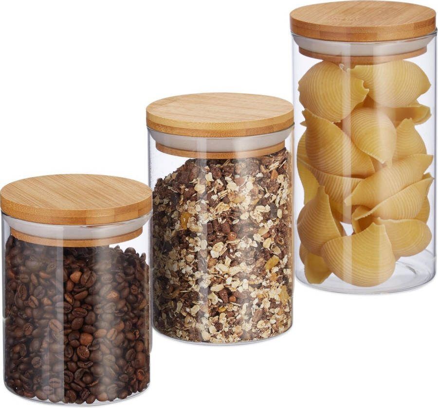 Relaxdays voorraadpotten set voorraadpot voor o.a. pasta snoeppotten glazen potjes