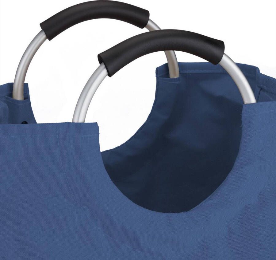 Relaxdays vouwbare wasmand met hengsel 60 liter waszak vouwbaar draagbaar wasbox blauw