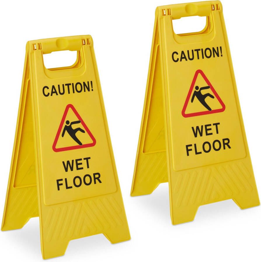 Relaxdays waarschuwingsbord set van 2 gladde vloer bord caution wet floor pas op