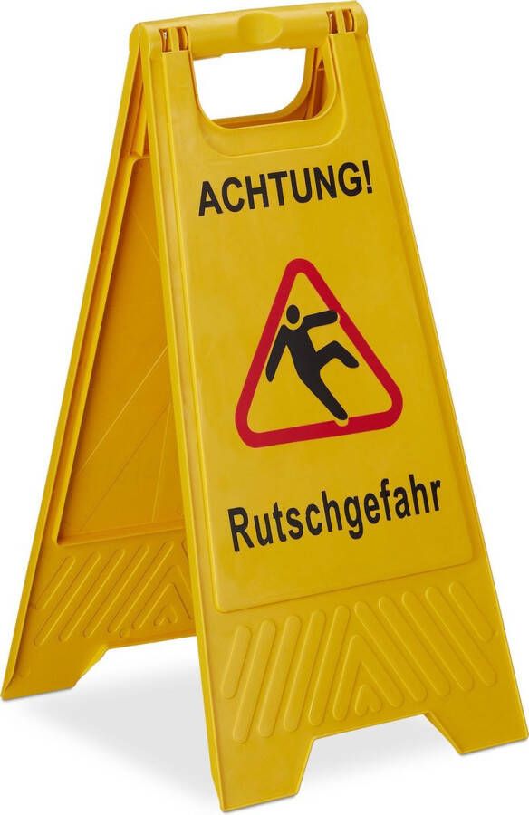 Relaxdays waarschuwingsbord „Achtung Rutschgefahr“ klapbaar gladde vloer bord geel