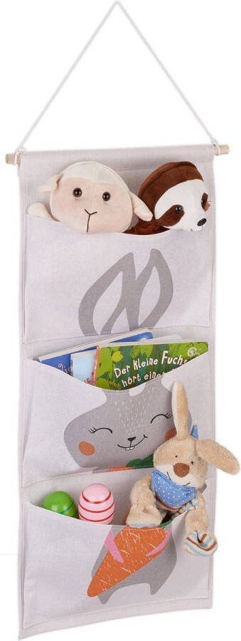 Relaxdays wandorganizer kinderkamer hangende organizer met vakken baby wandopberger konijn