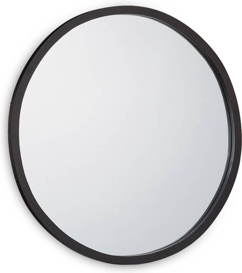 Relaxdays wandspiegel zwart Ø 60 cm ronde spiegel woonkamer houten rand groot