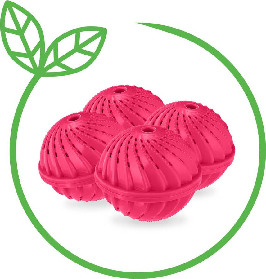 Relaxdays wasbol set van 4 roze eco wasbal wassen zonder wasmiddel keramisch