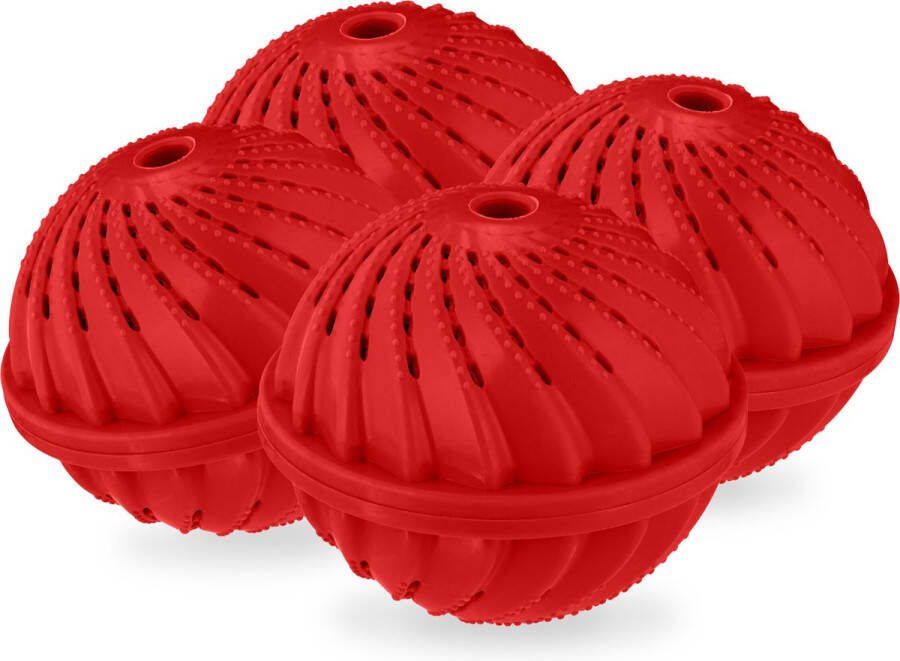 Relaxdays wasbol wasmachine set van 4 eco wasbal 1000 wasbeurten huidvriendelijk