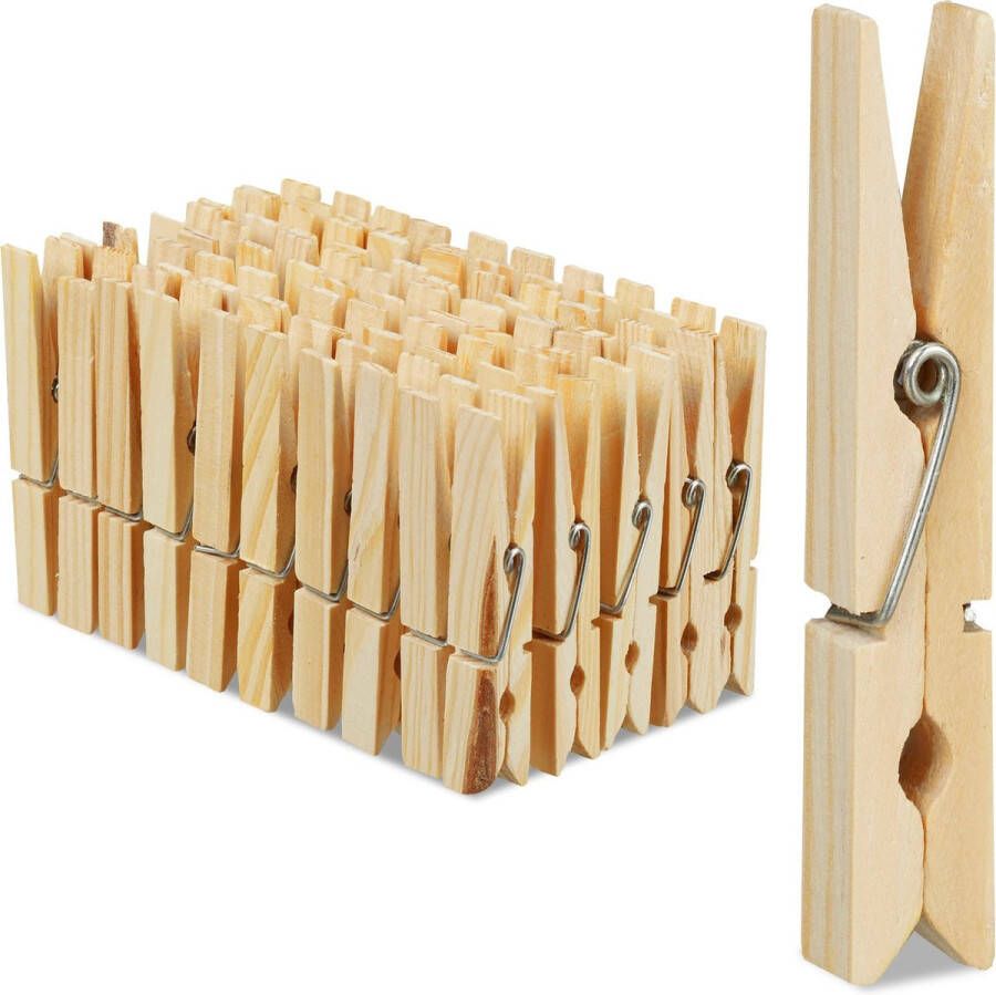Relaxdays wasknijpers hout 100 stuks houten knijpers knutselen ophangen van wasgoed