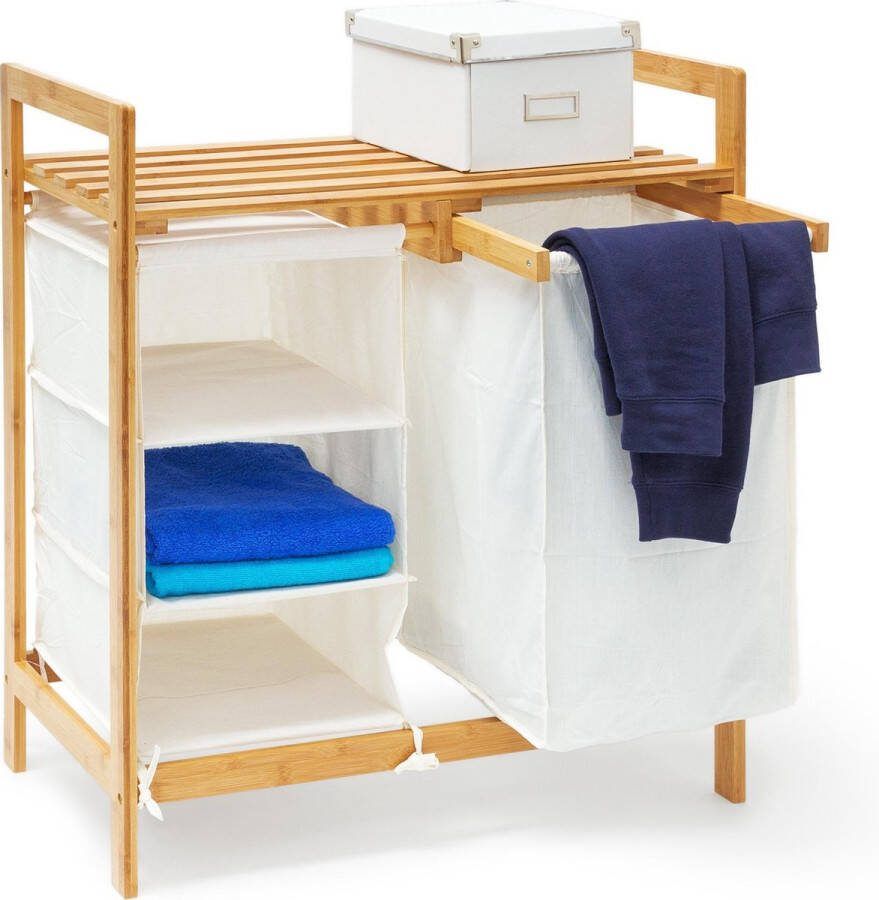 Relaxdays wasmand bamboe LINEA -wasbox waskorf waszak badkamerrek rekje
