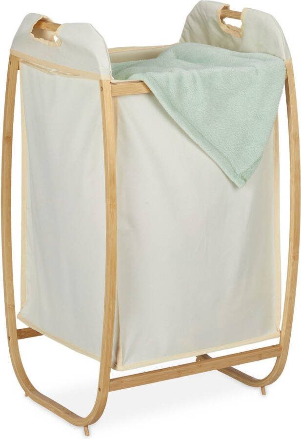 Relaxdays wasmand bamboe waszak 70 l wasgoed mand badkamer wasbox zonder deksel