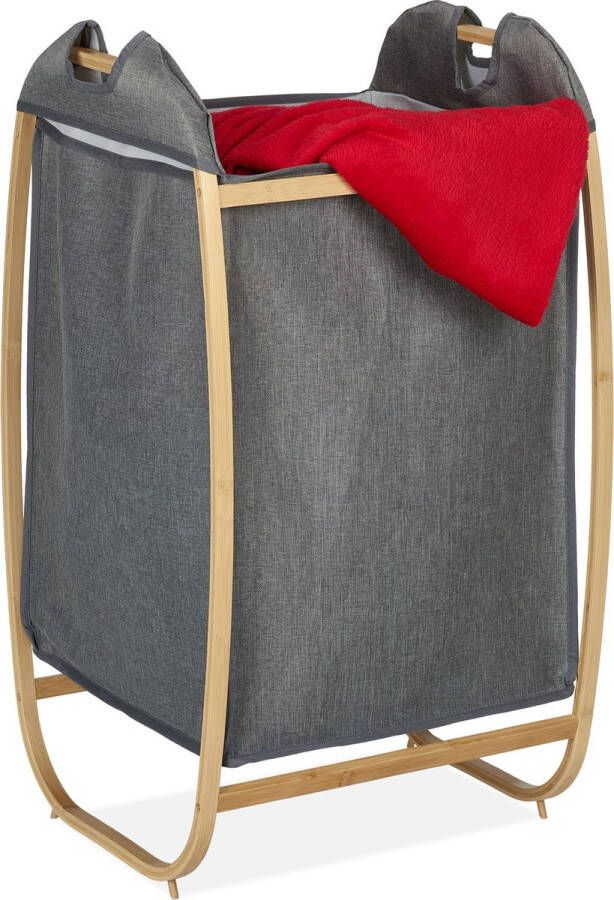 Relaxdays wasmand bamboe waszak 70 l wasgoed mand badkamer wasbox zonder deksel