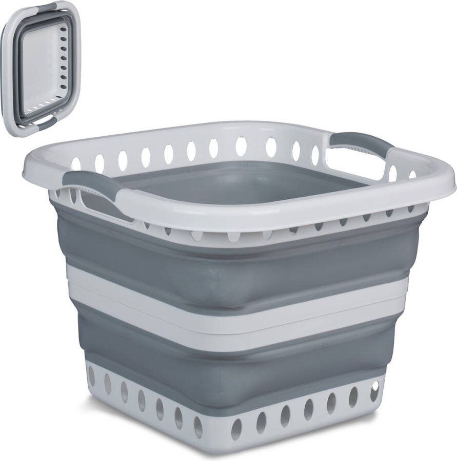 Relaxdays wasmand heupwasmand wasgoedmand opvouwbaar 40 l handvatten vierkant