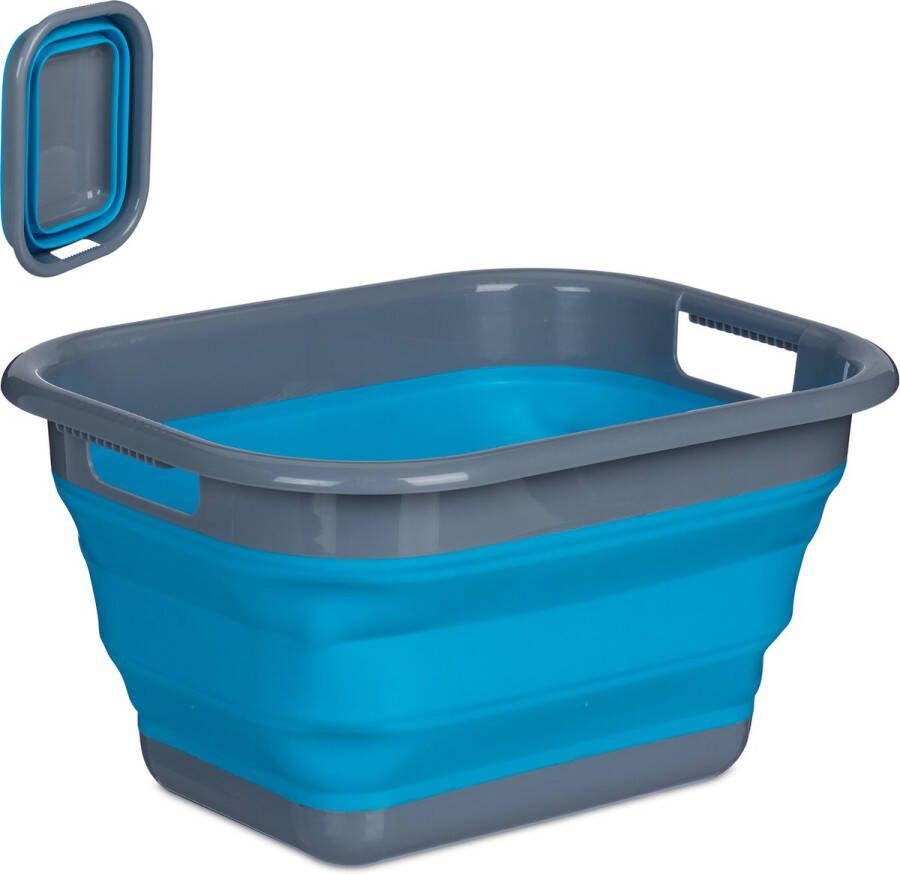Relaxdays wasmand opvouwbaar heupwasmand wasgoedmand 15 liter plastic handvatten