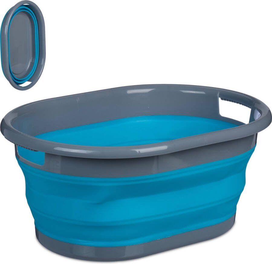 Relaxdays wasmand opvouwbaar wasgoedmand heupwasmand 21 liter kunststof ovaal