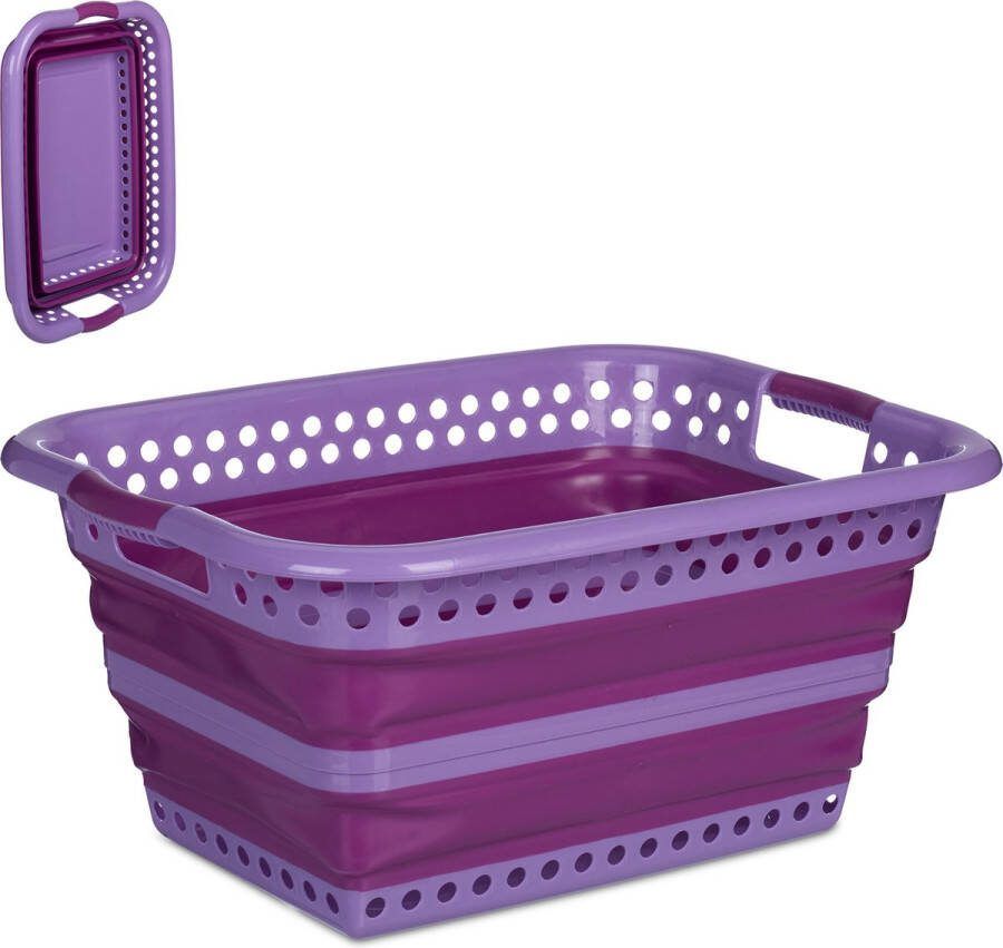 Relaxdays wasmand wasgoedmand heupwasmand opvouwbaar 35 liter handvatten