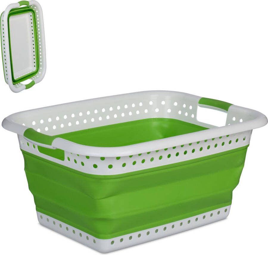 Relaxdays wasmand wasgoedmand heupwasmand opvouwbaar 36 liter kunststof