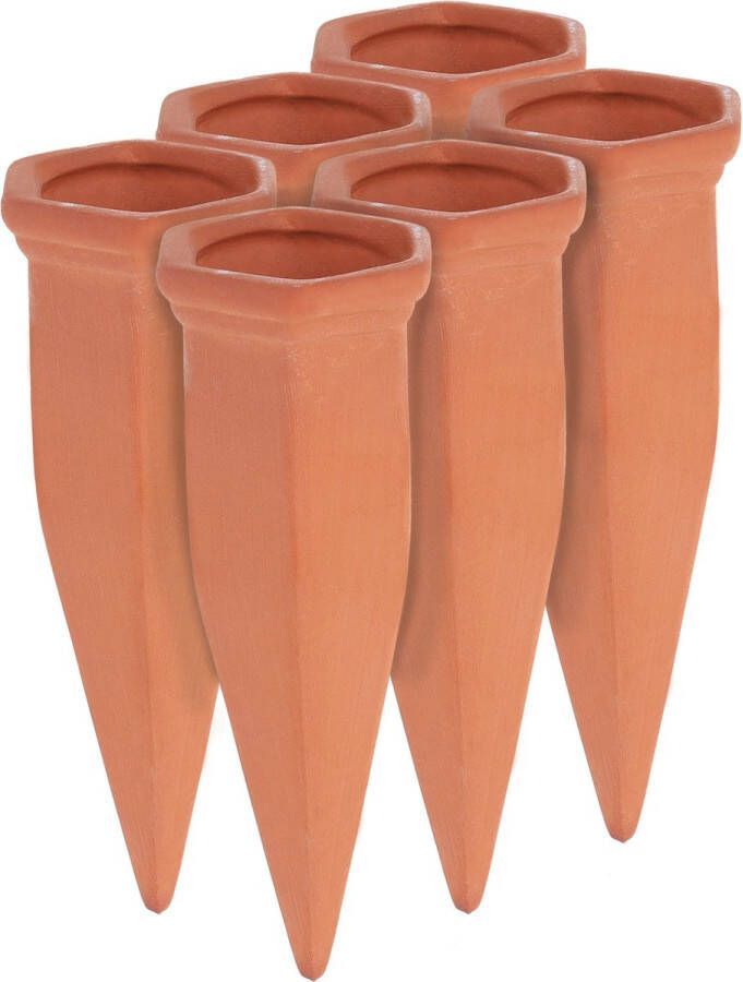 Relaxdays waterdruppelaar 6 stuks watergever plant pet-flessen keramiek terracotta