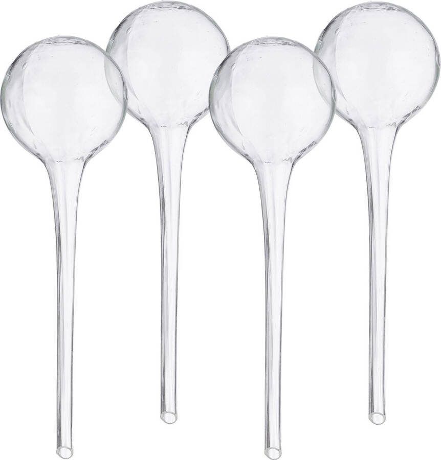 Relaxdays waterdruppelaar glas set van 4 waterbol balkon- en kamerplanten 350 ml doorzichtig