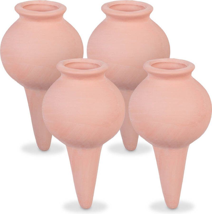 Relaxdays waterdruppelaar keramiek set van 4 bewateringssysteem planten terracotta