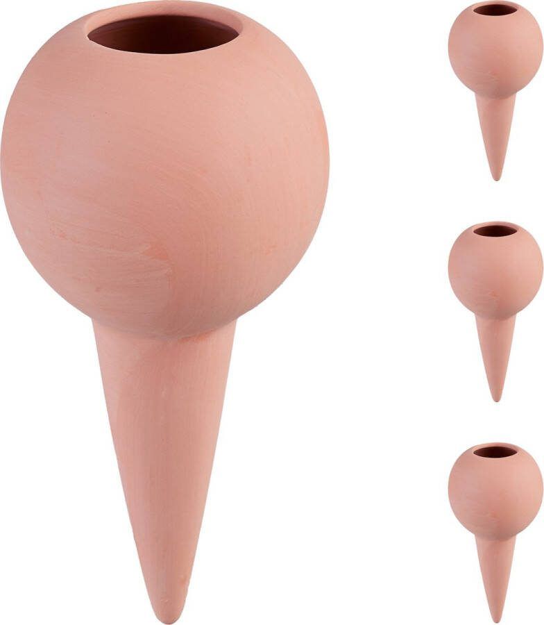 Relaxdays waterdruppelaar keramiek set van 4 kamerplanten waterbollen voor flessen