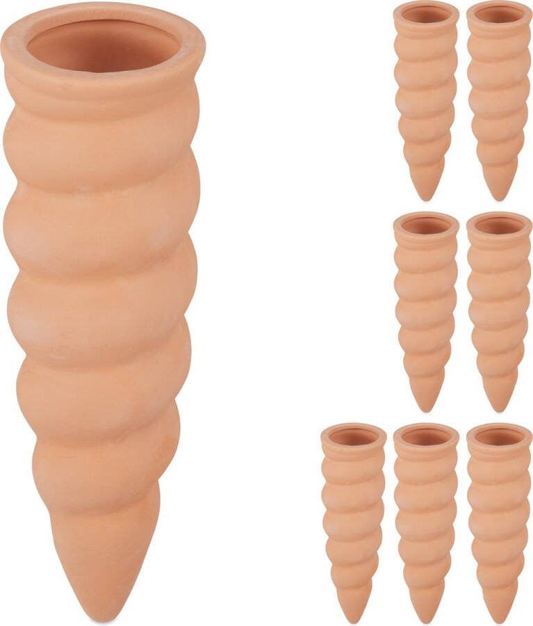 Relaxdays waterdruppelaar keramiek set van 8 planten watergever voor 1 5 petfles