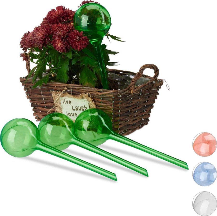 Relaxdays waterdruppelaar set van 4 stuks watergeefsysteem plantbewateringssysteem groen