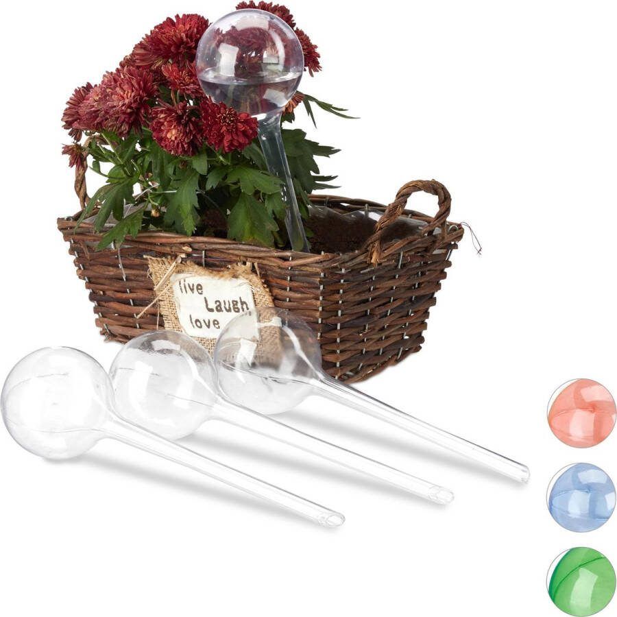 Relaxdays waterdruppelaar set van 4 stuks watergeefsysteem plantbewateringssysteem doorzichtig