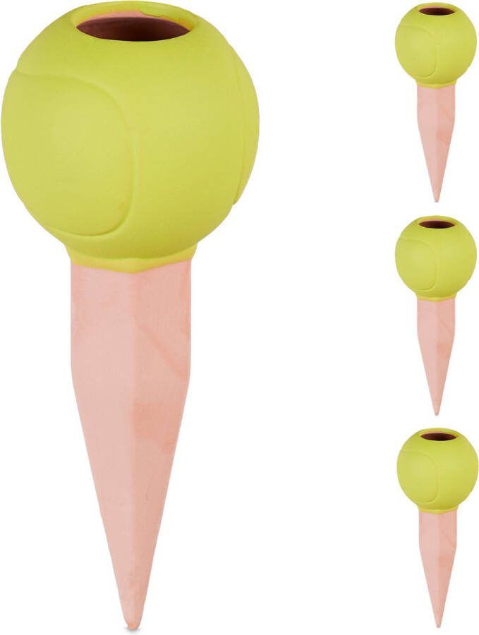 Relaxdays waterdruppelaar tennisbal 4 stuks waterbol watergeefsysteem voor petfles
