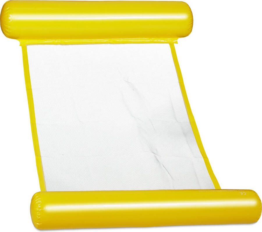 Relaxdays waterhangmat luchtbed met net luchtmatras zwembad met gaas opblaasbaar geel