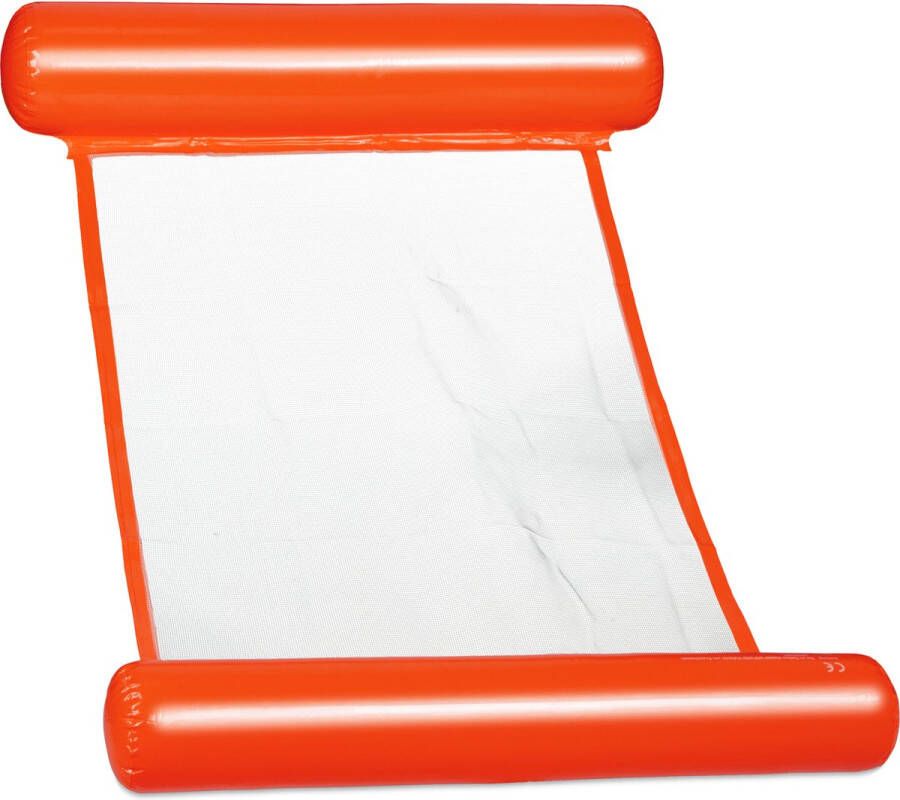 Relaxdays waterhangmat luchtbed met net luchtmatras zwembad met gaas opblaasbaar Oranje