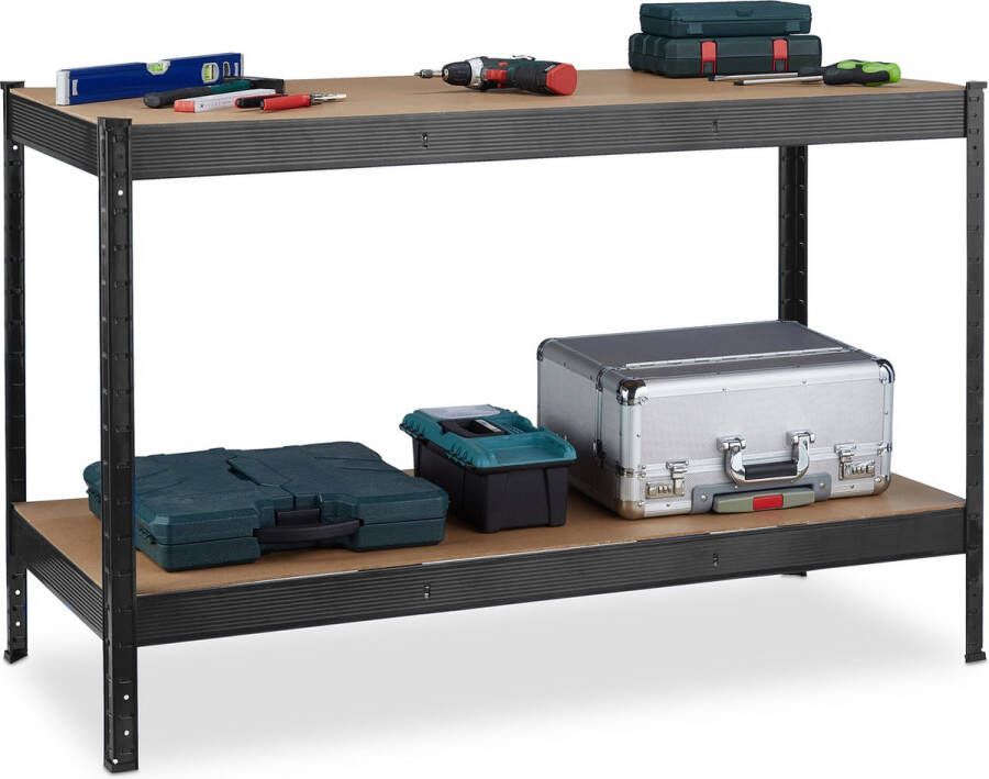Relaxdays werkbank met 2 verstelbare etages 91 x 141 x 61 cm werktafel garage 300 kg