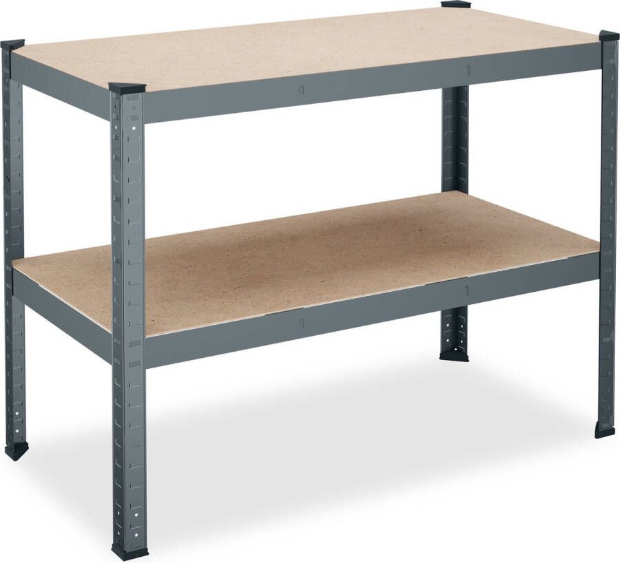 Relaxdays werkbank staal 2 etages werktafel 90 x 120 x 60 cm verstelbaar 150 kg