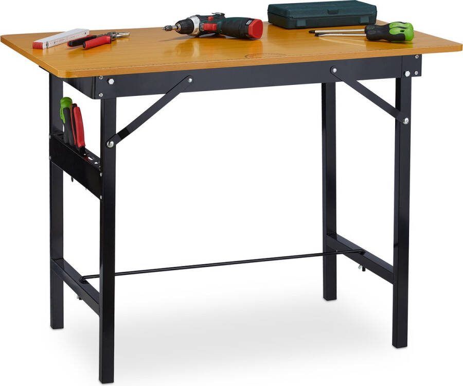 Relaxdays werkbank werktafel inklapbaar mdf en staal tot 100 kg