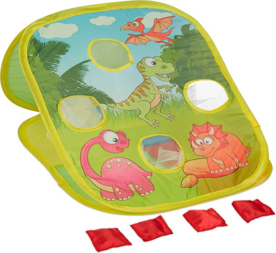 Relaxdays werpspel dinosaurus bean bag spel voor kinderen gooispel pop-up