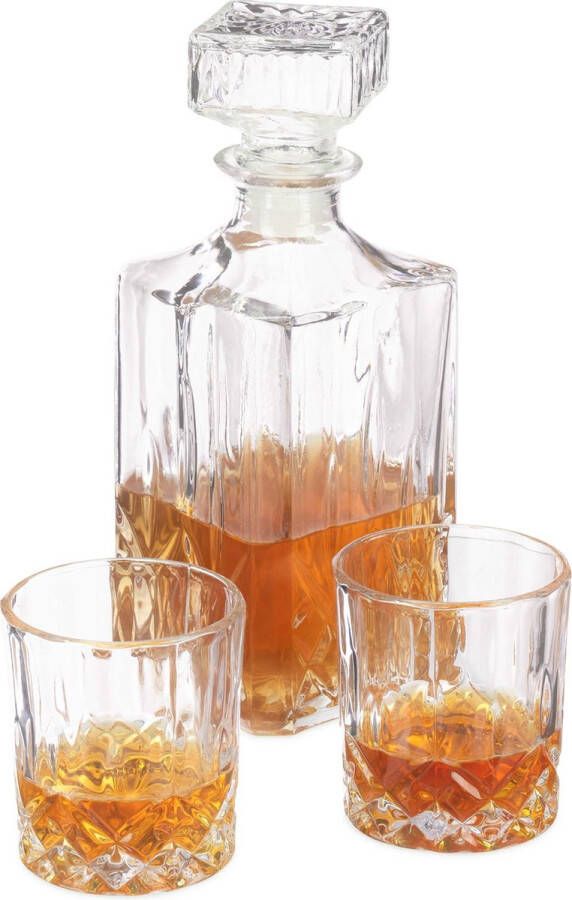 Relaxdays whiskey set whiskey karaf met glazen decanter 1 liter 2 glaasjes kan