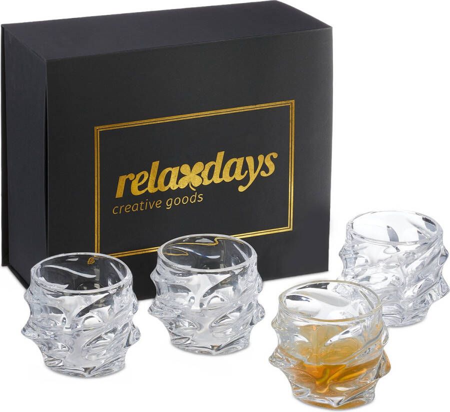 Relaxdays whiskeyglazen set 4-delig whiskey geschenkset thumblerglazen transparant