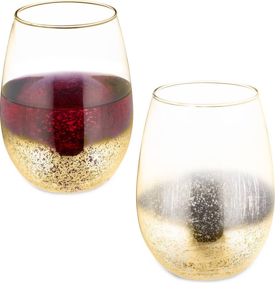 Relaxdays wijnglas zonder voet set van 2 500 ml drinkglas dessertglas vaatwasser