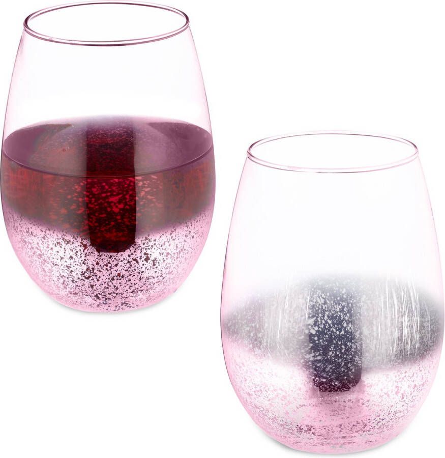 Relaxdays wijnglas zonder voet set van 2 500 ml vaatwasser rodewijn glas rond