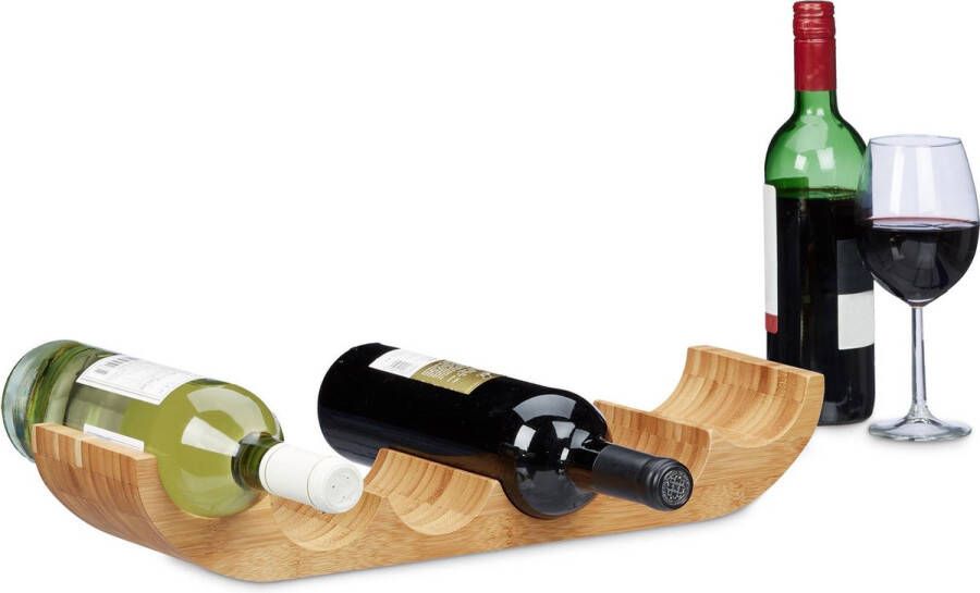 Relaxdays Wijnhouder bamboe voor 6 flessen flessenhouder liggend wijnstandaard