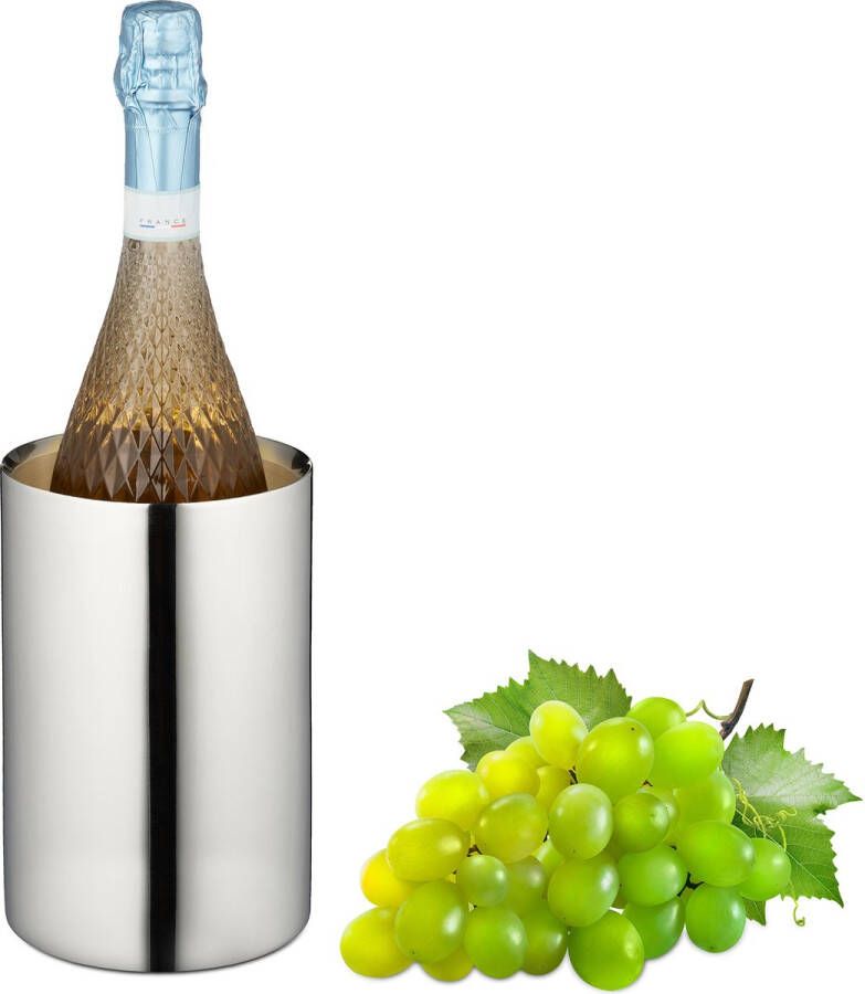 Relaxdays wijnkoeler rvs dubbelwandig champagnekoeler flessenkoeler witte wijn