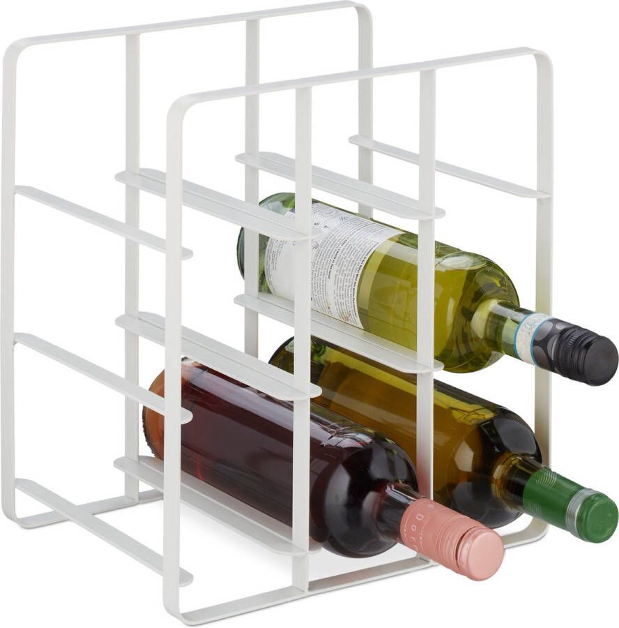 Relaxdays wijnrek metaal voor 9 flessen staand wijnflessenrek klein flessenrek keuken
