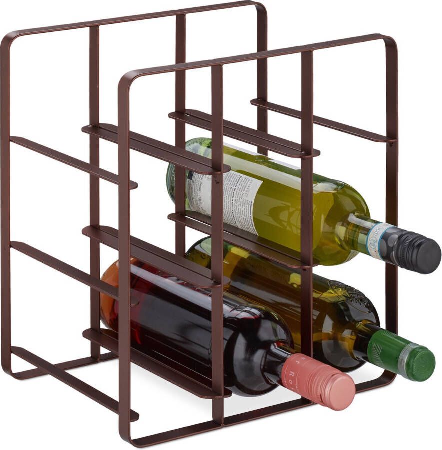 Relaxdays wijnrek voor 9 flessen wijnflessenrek metaal moderne wijnfleshouder keuken