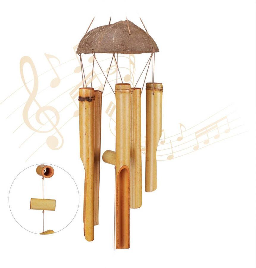 Relaxdays windgong bamboe tuin wind chime hout windorgel tuindecoratie