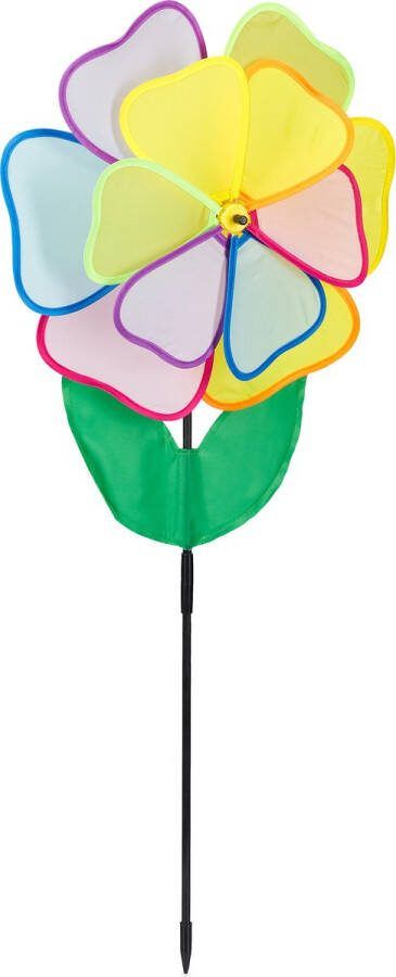 Relaxdays windmolen tuin kleurrijke windspinner tuinsteker kind tuindecoratie bloem