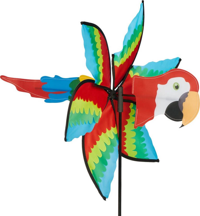 Relaxdays windmolentje papegaai bewegende tuinsteker vogel windspinner kinderen tuin