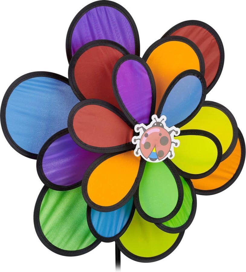 Relaxdays windspinner bloem windmolen gekleurd tuinsteker tuindecoratie windspel