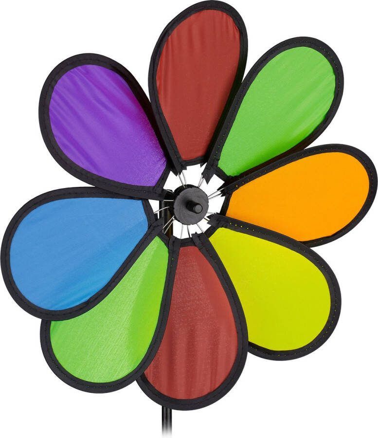 Relaxdays windspinner bloem windspel tuindecoratie windmolen balkon terras