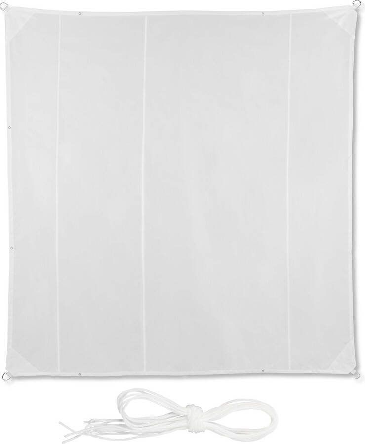 Relaxdays Wit schaduwdoek vierkant zonnezeil met ogen uv-bestendig waterdicht 5 x 5 m