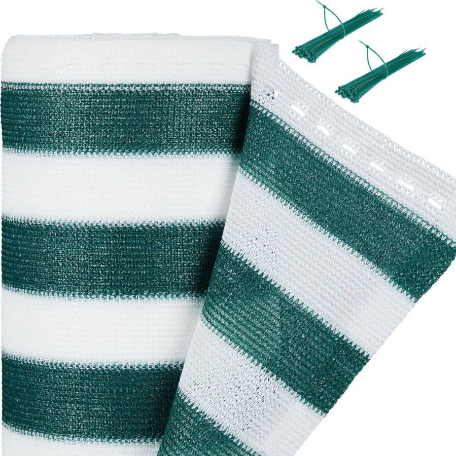 Relaxdays zichtbreeknet groen-wit zichtdoek balkon balkonscherm 1 m hoog zichtdoek 1 x 30 meter