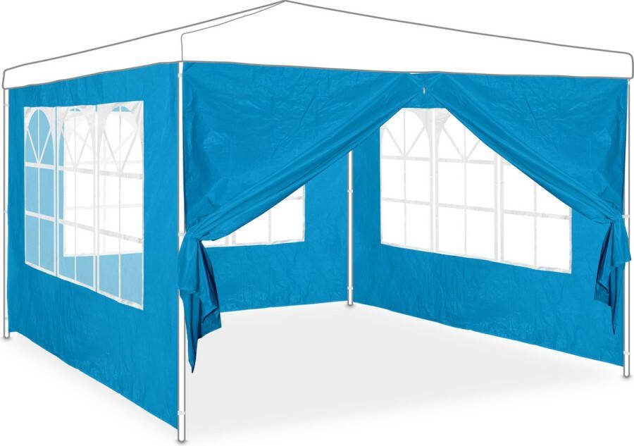 Relaxdays zijwand partytent set van 4 2x3 m zijkant paviljoen lichtblauw raam