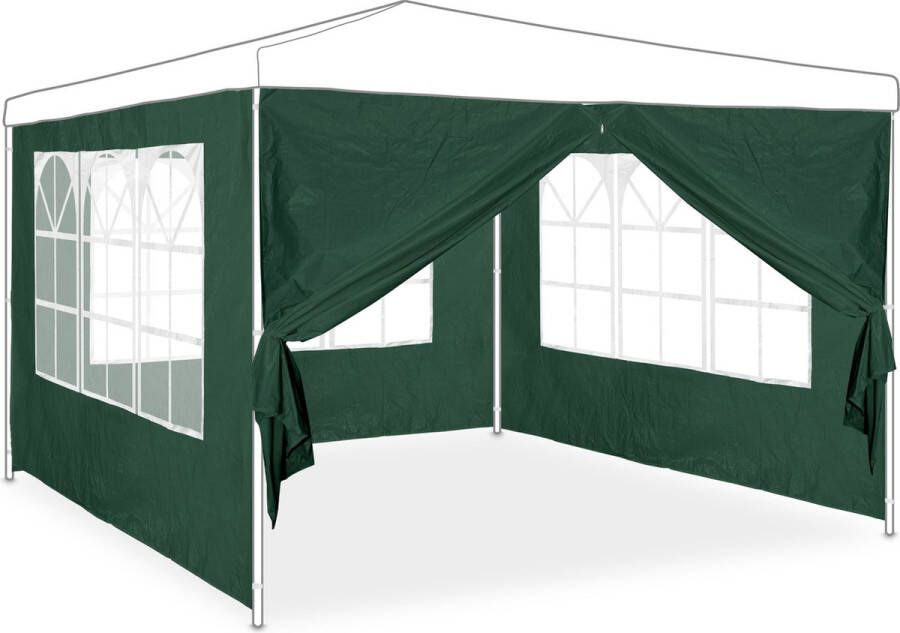 Relaxdays zijwand partytent set van 4 groen
