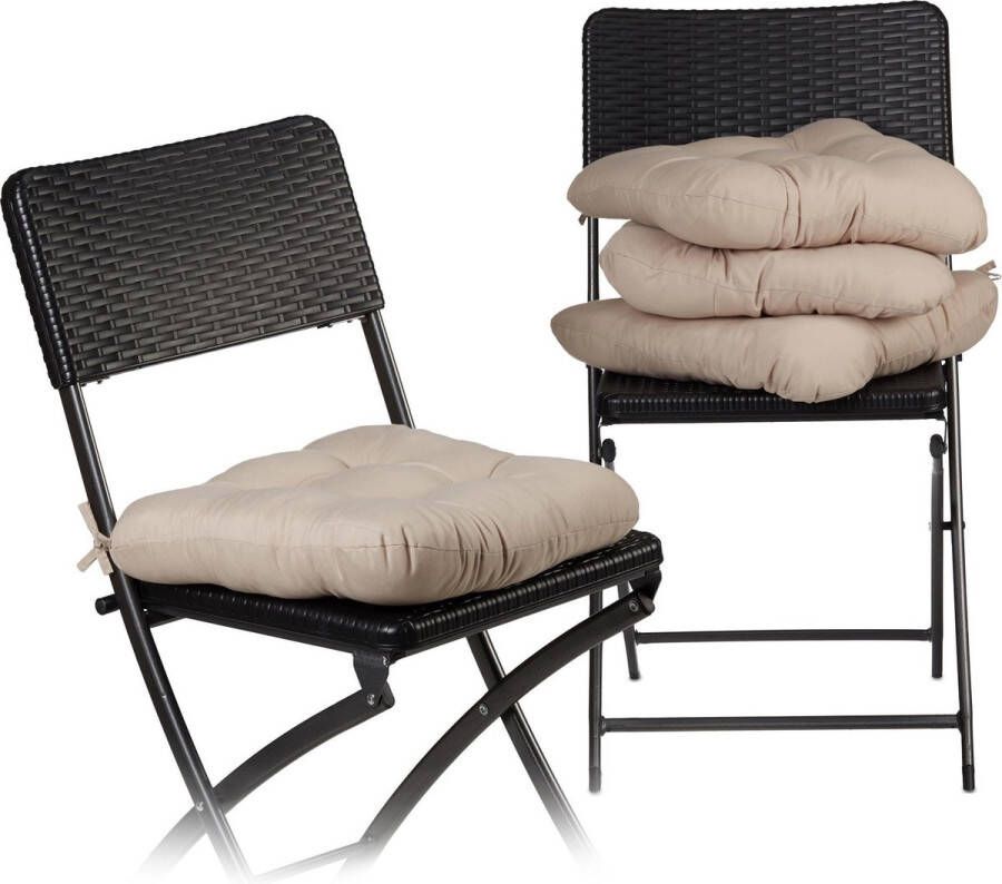 Relaxdays zitkussen 4 stuks stoelkussen tuinkussen extra zacht kussen grijs